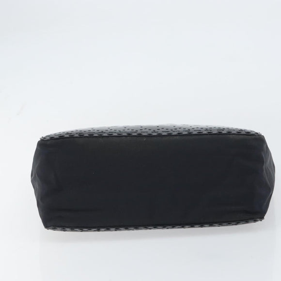 PRADA Hand Bag Enamel Black Silver Auth 160525