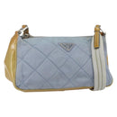 PRADA Shoulder Bag Nylon Enamel Light Blue Silver Auth 160526-1