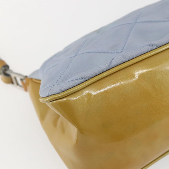 PRADA Shoulder Bag Nylon Enamel Light Blue Silver Auth 160526