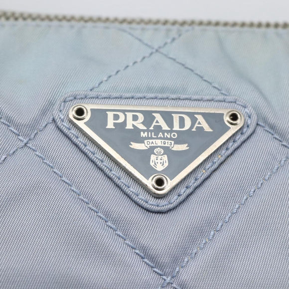 PRADA Shoulder Bag Nylon Enamel Light Blue Silver Auth 160526