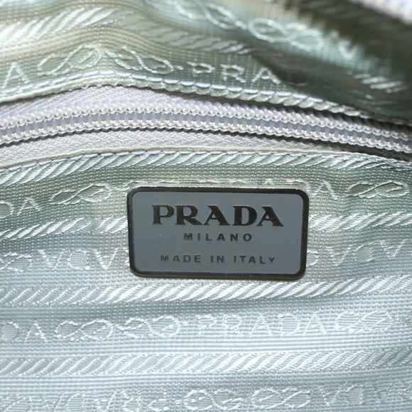 PRADA Shoulder Bag Nylon Enamel Light Blue Silver Auth 160526
