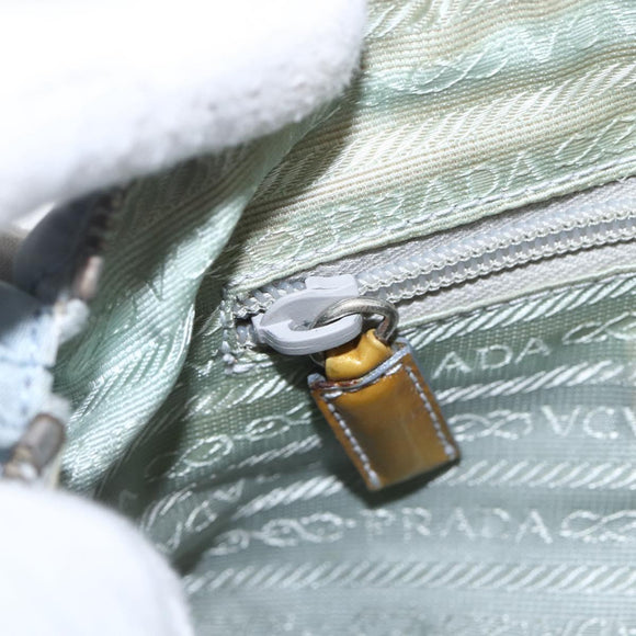 PRADA Shoulder Bag Nylon Enamel Light Blue Silver Auth 160526