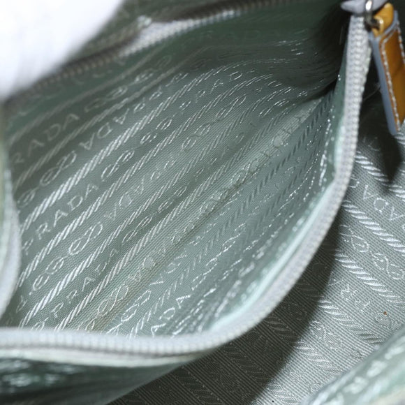 PRADA Shoulder Bag Nylon Enamel Light Blue Silver Auth 160526