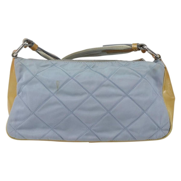 PRADA Shoulder Bag Nylon Enamel Light Blue Silver Auth 160526