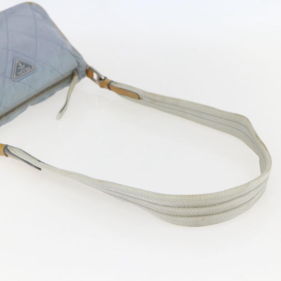 PRADA Shoulder Bag Nylon Enamel Light Blue Silver Auth 160526