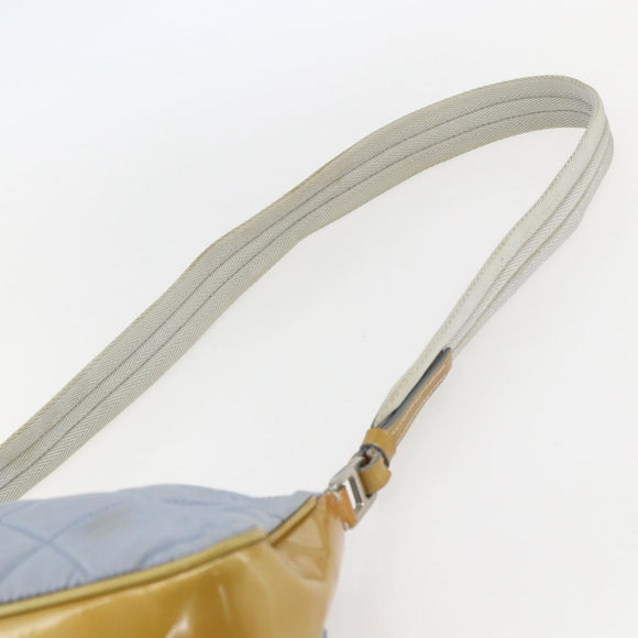 PRADA Shoulder Bag Nylon Enamel Light Blue Silver Auth 160526