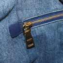 PRADA Canapa MM Hand Bag Denim Blue Gold Auth 160527-16