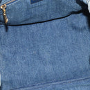 PRADA Canapa MM Hand Bag Denim Blue Gold Auth 160527-17