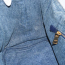 PRADA Canapa MM Hand Bag Denim Blue Gold Auth 160527-19