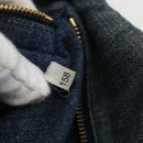 PRADA Canapa MM Hand Bag Denim Blue Gold Auth 160527-21