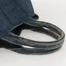 PRADA Canapa MM Hand Bag Denim Blue Gold Auth 160527-7