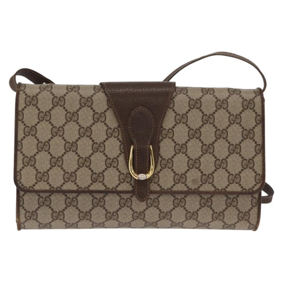 GUCCI GG Supreme Shoulder Bag PVC Beige Gold 904 02 050 Auth 160557