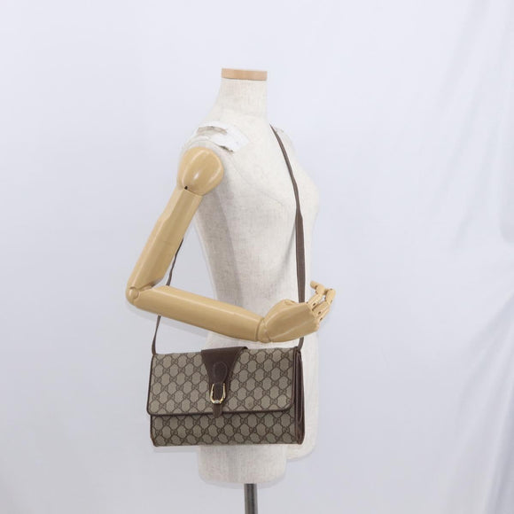 GUCCI GG Supreme Shoulder Bag PVC Beige Gold 904 02 050 Auth 160557