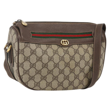 GUCCI GG Supreme Web Sherry Line Shoulder Bag PVC Beige Gold Auth 160559