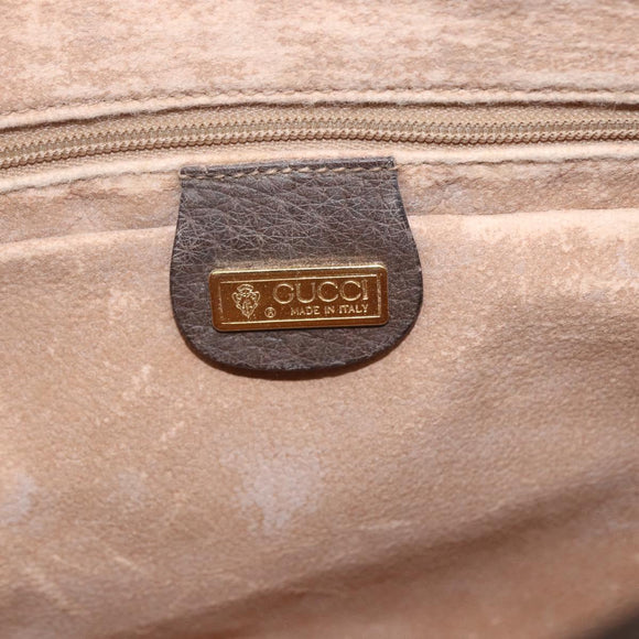 GUCCI GG Supreme Web Sherry Line Shoulder Bag PVC Beige Gold Auth 160559