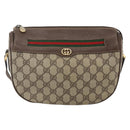 GUCCI GG Supreme Web Sherry Line Shoulder Bag PVC Beige Gold Auth 160559-13