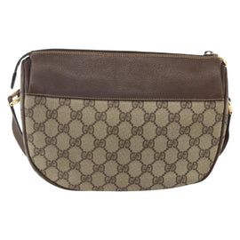 GUCCI GG Supreme Web Sherry Line Shoulder Bag PVC Beige Gold Auth 160559 - 0