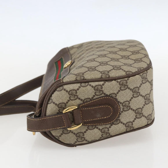 GUCCI GG Supreme Web Sherry Line Shoulder Bag PVC Beige Gold Auth 160559