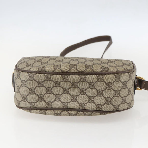 GUCCI GG Supreme Web Sherry Line Shoulder Bag PVC Beige Gold Auth 160559