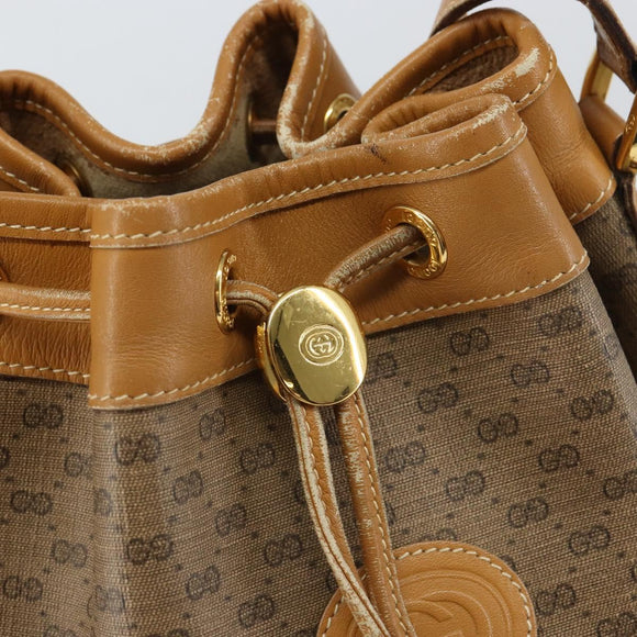 GUCCI Micro GG Supreme Shoulder Bag PVC Beige Gold Auth 160561