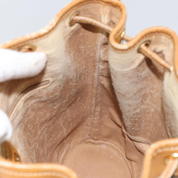 GUCCI Micro GG Supreme Shoulder Bag PVC Beige Gold Auth 160561