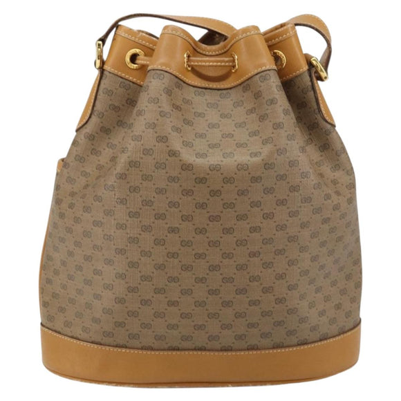 GUCCI Micro GG Supreme Shoulder Bag PVC Beige Gold Auth 160561