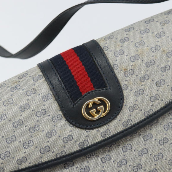 GUCCI Micro GG Supreme Sherry Line Bag PVC Navy Gold 001 14 5364 Auth 160562