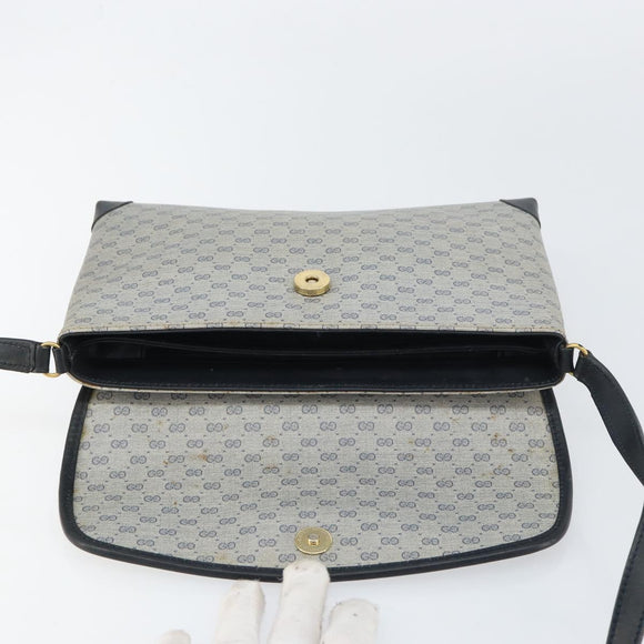 GUCCI Micro GG Supreme Sherry Line Bag PVC Navy Gold 001 14 5364 Auth 160562