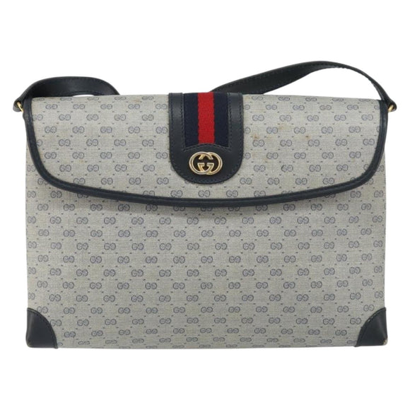 GUCCI Micro GG Supreme Sherry Line Bag PVC Navy Gold 001 14 5364 Auth 160562