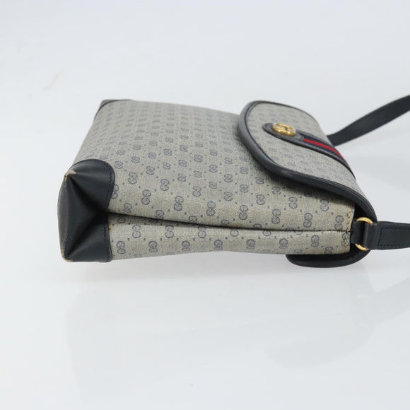 GUCCI Micro GG Supreme Sherry Line Bag PVC Navy Gold 001 14 5364 Auth 160562