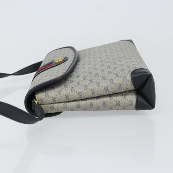 GUCCI Micro GG Supreme Sherry Line Bag PVC Navy Gold 001 14 5364 Auth 160562