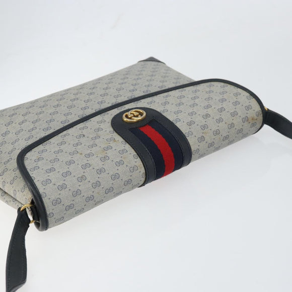 GUCCI Micro GG Supreme Sherry Line Bag PVC Navy Gold 001 14 5364 Auth 160562