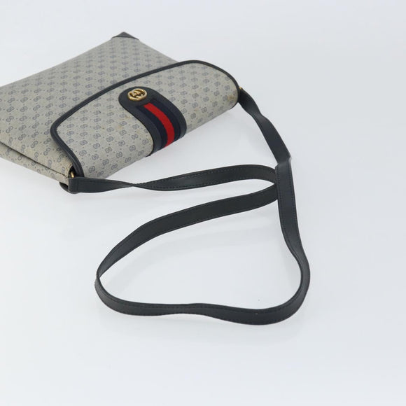 GUCCI Micro GG Supreme Sherry Line Bag PVC Navy Gold 001 14 5364 Auth 160562