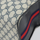 GUCCI GG Supreme Sherry Line Boston Bag PVC Navy Gold Auth 160563-9