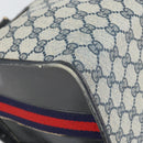 GUCCI GG Supreme Sherry Line Boston Bag PVC Navy Gold Auth 160563-14