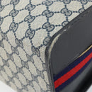 GUCCI GG Supreme Sherry Line Boston Bag PVC Navy Gold Auth 160563-15