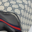 GUCCI GG Supreme Sherry Line Boston Bag PVC Navy Gold Auth 160563-16