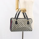 GUCCI GG Supreme Sherry Line Boston Bag PVC Navy Gold Auth 160563-18