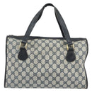 GUCCI GG Supreme Sherry Line Boston Bag PVC Navy Gold Auth 160563-13