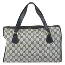 GUCCI GG Supreme Sherry Line Boston Bag PVC Navy Gold Auth 160563-2