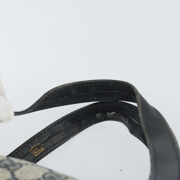 GUCCI GG Supreme Sherry Line Boston Bag PVC Navy Gold Auth 160563