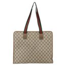 GUCCI GG Supreme Web Sherry Line Tote Bag PVC Beige Red Auth 160567-3