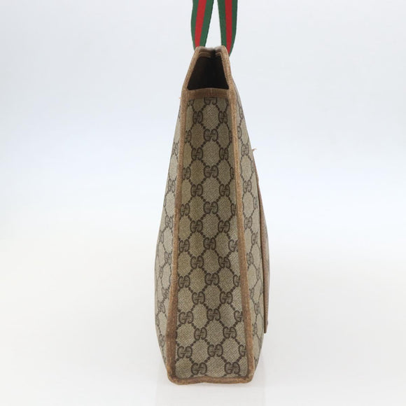 GUCCI GG Supreme Web Sherry Line Tote Bag PVC Beige Red Auth 160567