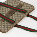 GUCCI GG Supreme Web Sherry Line Tote Bag PVC Beige Red Auth 160567-6