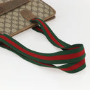 GUCCI GG Supreme Web Sherry Line Tote Bag PVC Beige Red Auth 160567-7