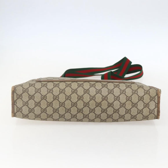 GUCCI GG Supreme Web Sherry Line Tote Bag PVC Beige Red Auth 160567