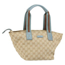 GUCCI GG Canvas Hand Bag Beige Silver 131228 Auth 160569-1