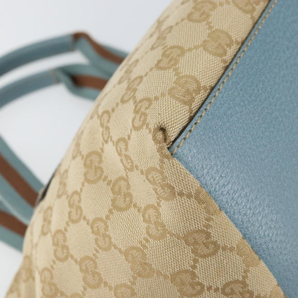GUCCI GG Canvas Hand Bag Beige Silver 131228 Auth 160569