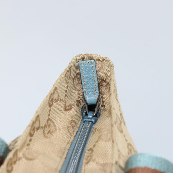 GUCCI GG Canvas Hand Bag Beige Silver 131228 Auth 160569