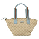 GUCCI GG Canvas Hand Bag Beige Silver 131228 Auth 160569-2